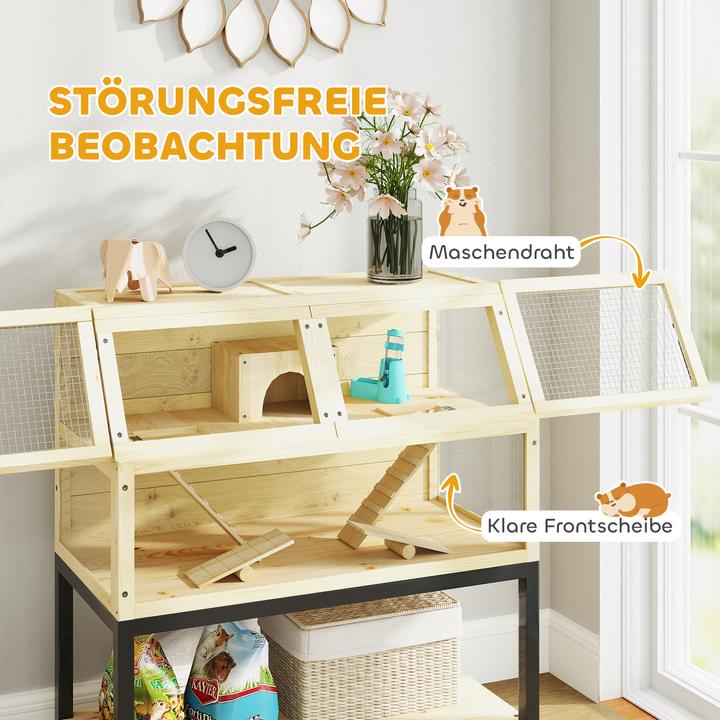 Actual product image PawHut Zwerghamsterkäfig Tannenholz, Stahl Naturholz