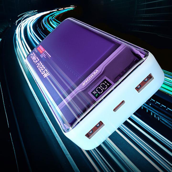 Actual product image Wekome WP-353 Vanguard-Serie – Powerbank 10000 mAh PD 20 W + QC 22,5 W (Lila / Transparent) (10000 mAh, 22.50 W, 37 Wh)