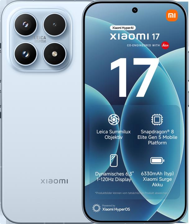 Productafbeelding Xiaomi 17 12+512GB Ice Blue (512 GB, Blauw, IJsblauw, 6.30", 5G)