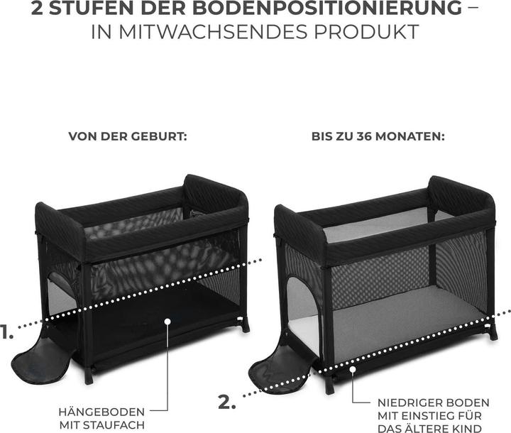Actual product image KinderKraft MOON DREAM Black travel cot