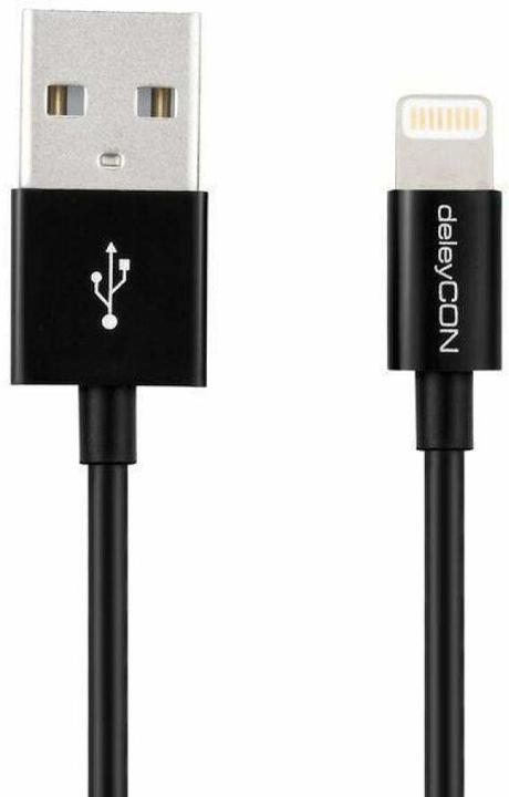 Actual product image deleyCON Lightning USB cable 2m, black (2 m, USB 2.0)