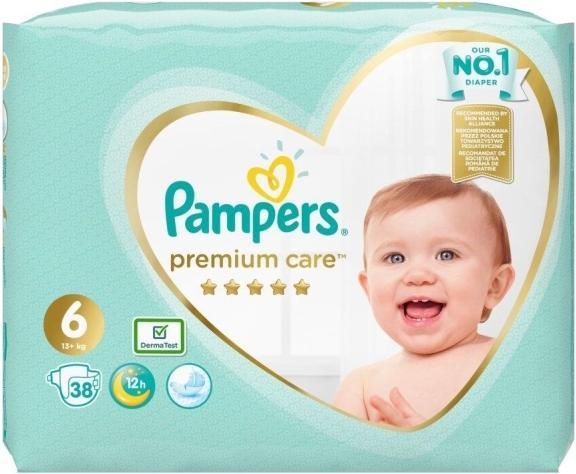 Productafbeelding Pampers Premium Care Sauskelnės, 6 Dydis, 38 Sauskelnės, 13+ kg (Gr. 6, Verplaatsbaar pakket, 38 Stuk)