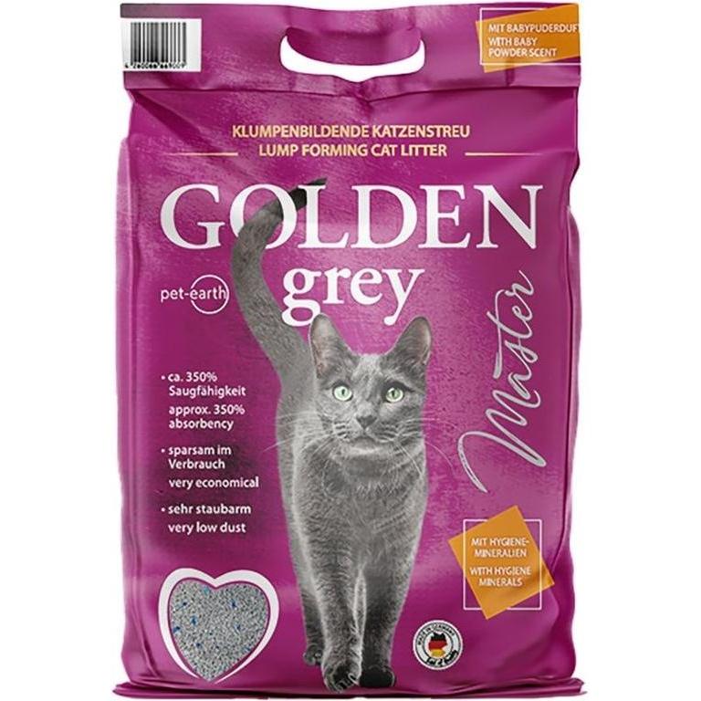 Pet-Earth Grigio Lettiera Per Gatti Golden Grey Master Polvere Per Bambini (Assorbimento Rapido, Neutralizzante, Non Spolverare, Raggruppamento, 7 Kg), Sabbia Lettiera Per Gatti