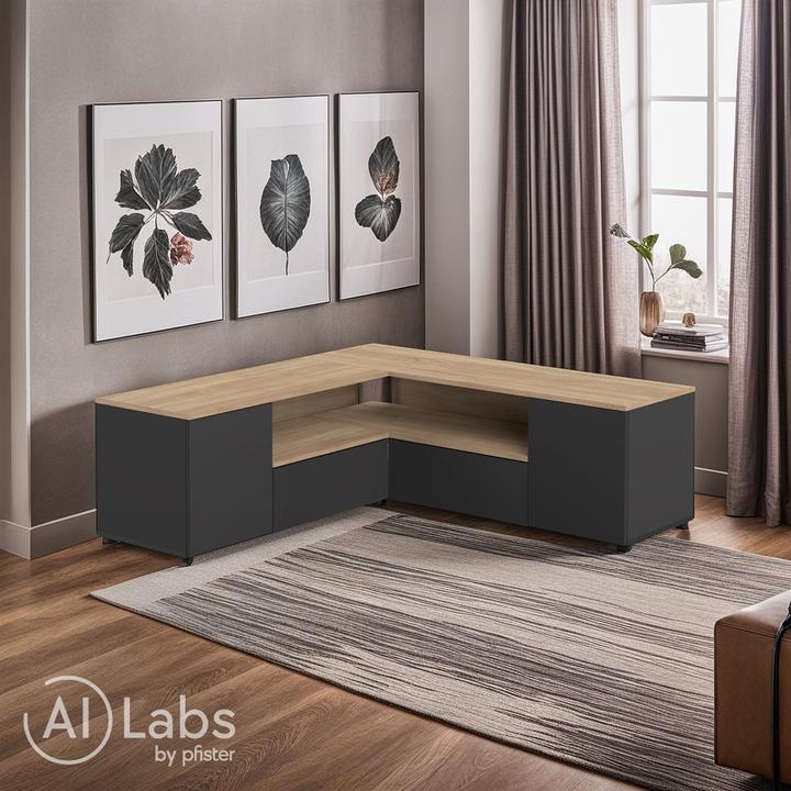 Actual product image Temahome Angle TV Stand black and oak (40 x 46 cm)