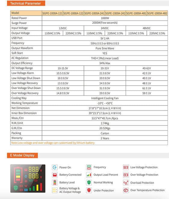 Produktbild Supersolar Wechselrichter (Sinus) 1000Watt