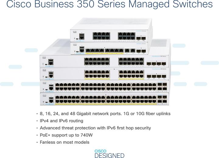 Actual product image Cisco Business 350 Series CBS350-24NGP-4X - Switch - L3 - Managed - 16 x 10/100/1000 (PoE+) + 8 x 10 (24 ports)