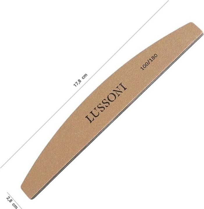 Produktbild Tools for Beauty T4B Lussoni Premium Half-Moon Nail Files 100/180 Grit for Natural and Hardened Nails - Pack of 10