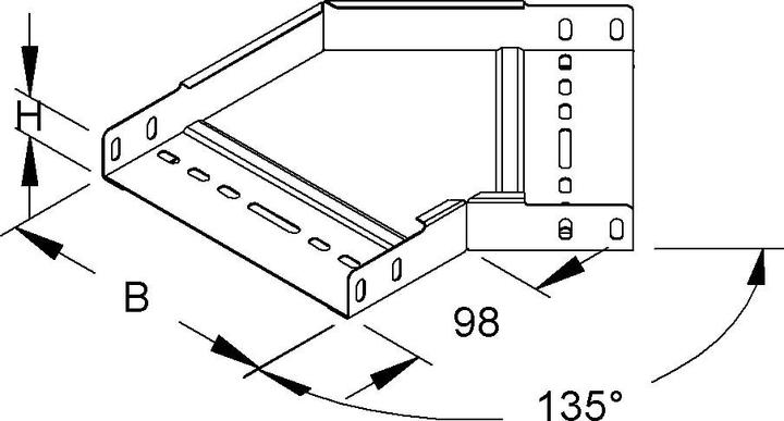 Actual product image Niedax NIE RBA 35.300 bend 45Â° 35x302mm with ungel.side rails bandverz. (3.50 cm)