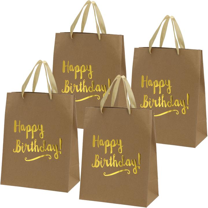 Actual product image Casativo Set of 4 paper Happy Birthday gift bags, gift bag with handle, 27 x 34 x 15 cm (Gift bag, 4 x)