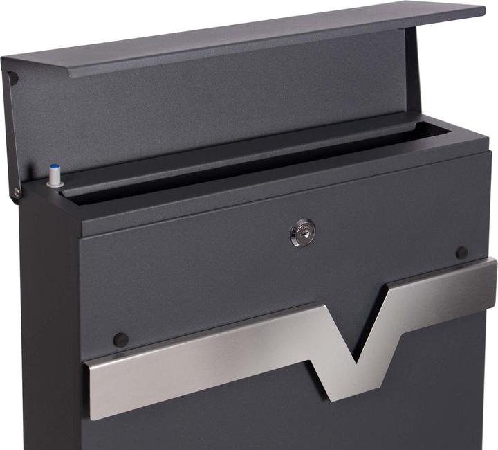 Produktbild XPOtool Briefkasten V60 Anthrazit 370x105x370mm Soft Close Zeitungsfach Stahl