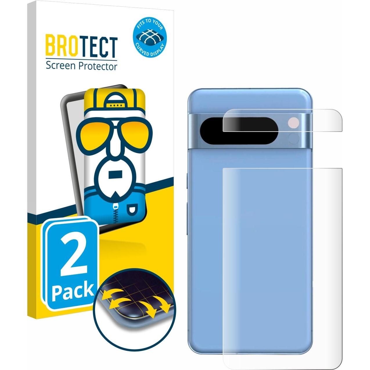 BROTECT Full-Cover Displayschutz (2 Stück, Google Pixel 8 Pro), Smartphone Schutzfolie, Transparent