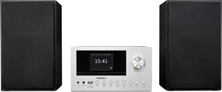 Image du produit Medion P85003 - Micro Système Audio - DAB+ - WiFi - Lecteur CD - Bluetooth - Argent (Bluetooth, WiFi, Lecteur de CD, 1x 30 W)