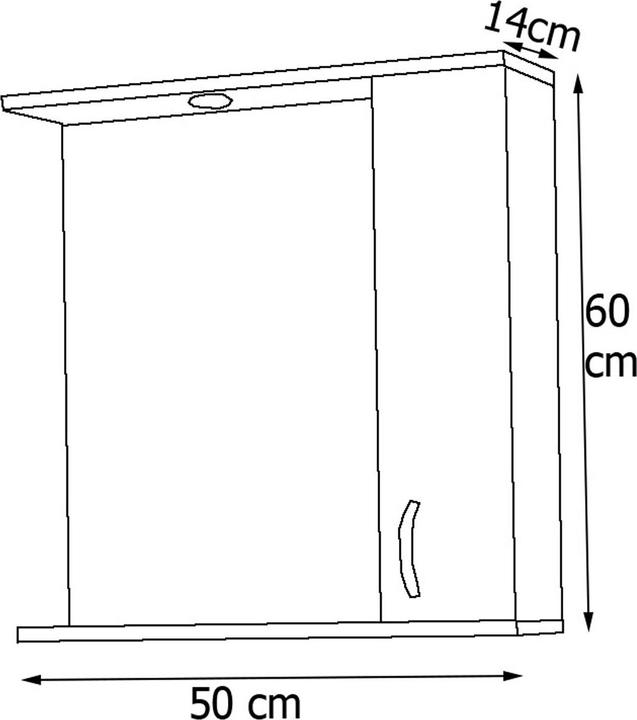 Produktbild VCM Badspiegel Wandspiegel 50 cm Hängespiegel Spiegelschrank Badezimmer Drehtür Beleuchtung Lisalo M (50 x 14 x 60 cm)