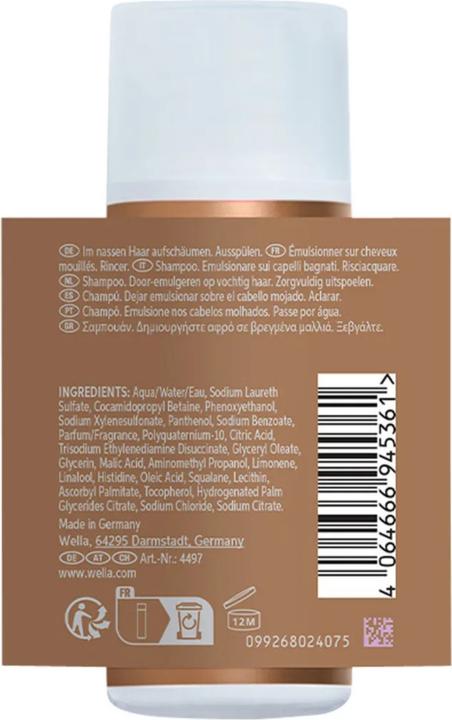 Nutritional values and ingredients Wella Ultimate Smooth Shampoo (50 ml, Liquid shampoo)