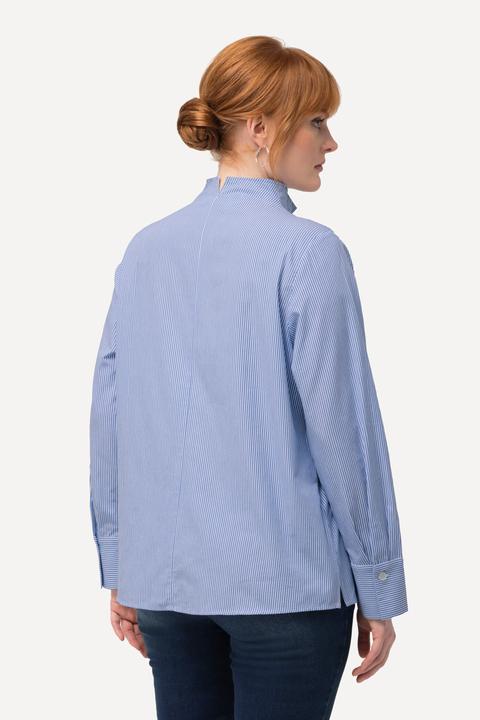 Immagine prodotto Ulla Popken Blusa a righe con scollo montante e maniche lunghe (62)