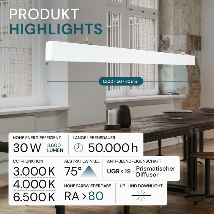 Immagine prodotto Luxula LED Büro-/Tresenleuchte Up&Down, weiss (3600 lm)
