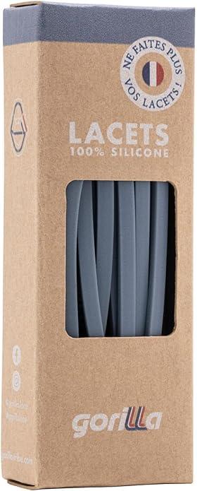 Immagine prodotto Gorilla Elastische Schnürsenkel Flexibel Ohne Binden Schmal Silikon Pebble (110 cm)