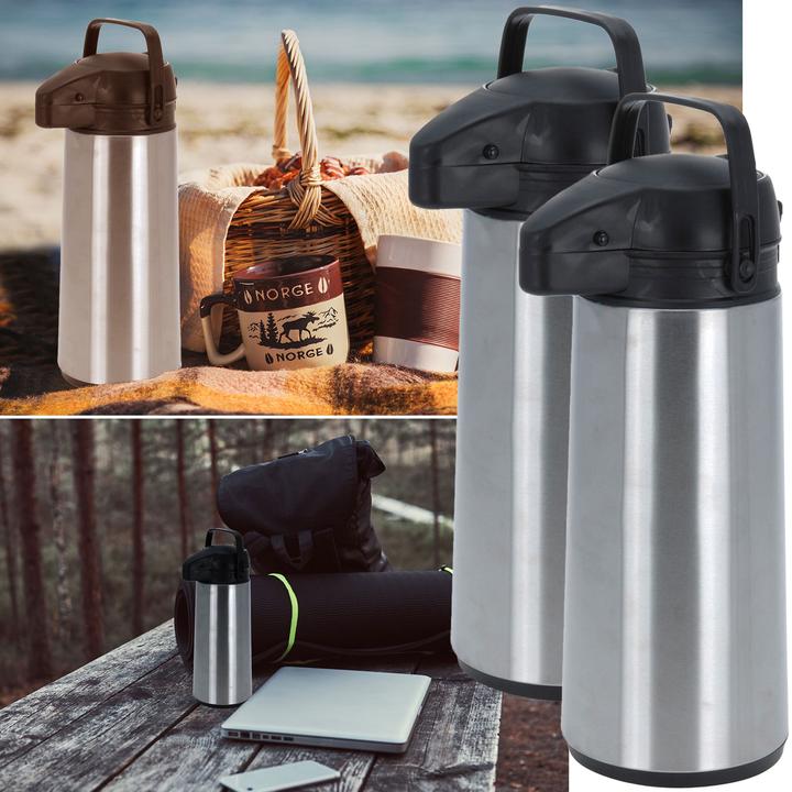 Produktbild Excellent Houseware Isolierkanne Edelstahl mit Pumpsystem, 1,9 l, 2er Set (1.90 l)