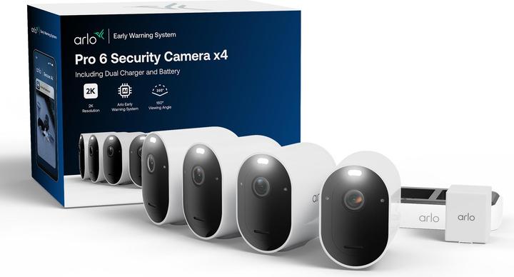 Actual product image Arlo PRO 6 2K+ 4-PACK WITH DUAL CHARGE (2560 x 1440 Pixels)