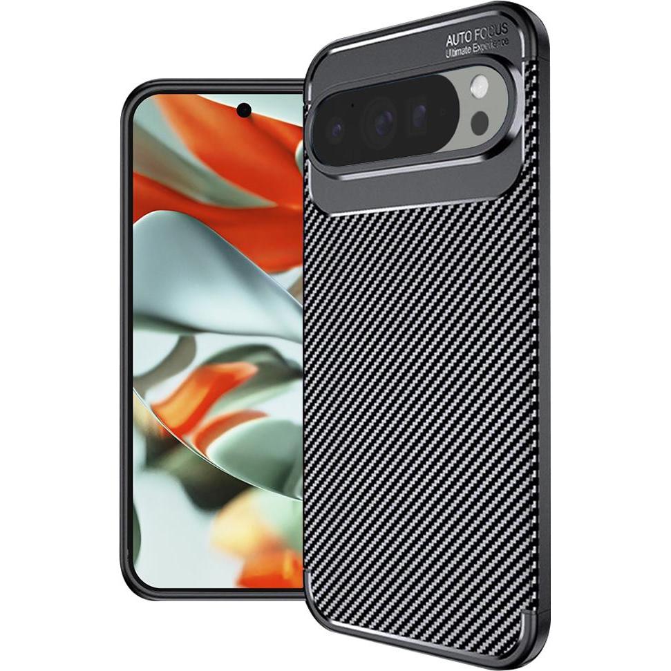 Techsuit - CarbonFiber - Google Pixel 9 Pro XL - Black (Google Pixel 9 Pro XL), Cover smartphone, Nero