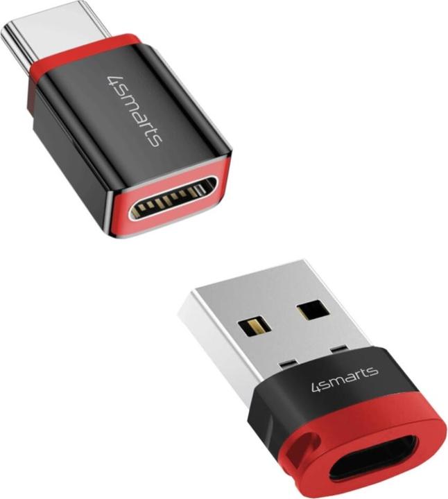 Produktbild 4smarts USB-C auf USB-A / USB-C Datenblocker Adapter, 2er Set, schwarz (USB 3.2 Gen 2, 240 W)