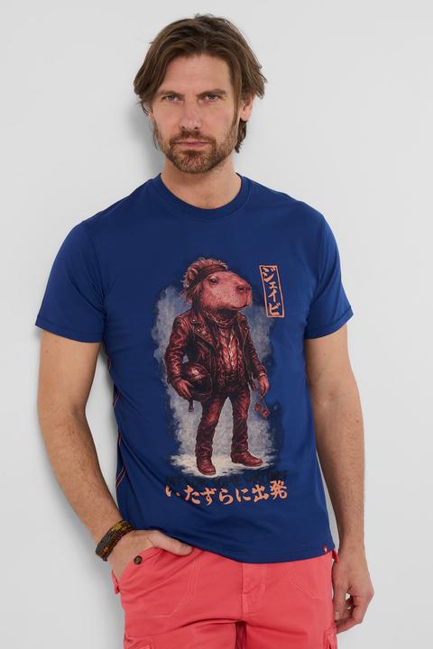 Produktbild Joe Browns Graphic Tee with Capybara Biker Print – Navy (XL)