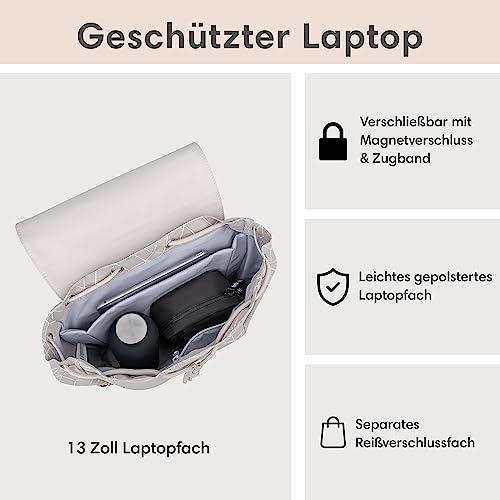 Produktbild Only-Bags.Store Rucksack Small Beige Pattern - Ida - Kleiner Rucksack für Freizeit, Uni oder City - Mit Laptopfach (10 l)