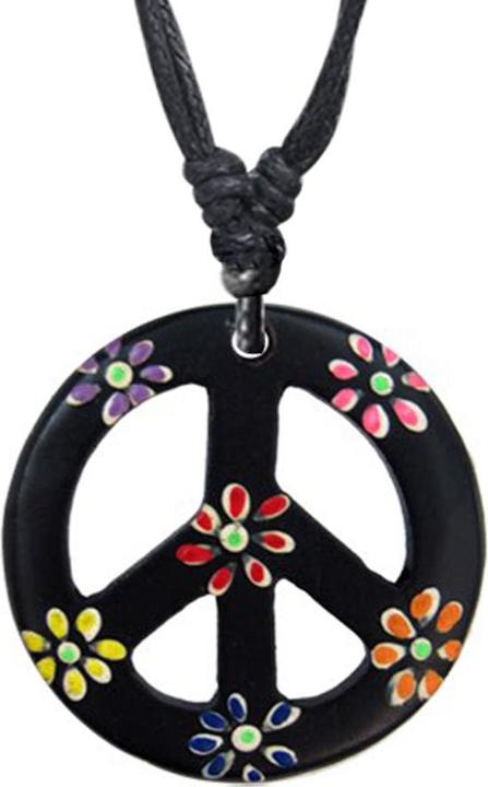 Produktbild Chaotic Trading Halskette schwarz Anhänger Peace schwarz Blumenaus aus Narra Holz (ohne Messing, Organisch)