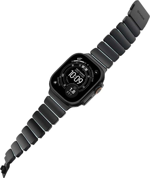 Actual product image Nomad Stratos Band Titanium Black 49mm Icy Blue Glow (22 mm, FKM, Titanium)