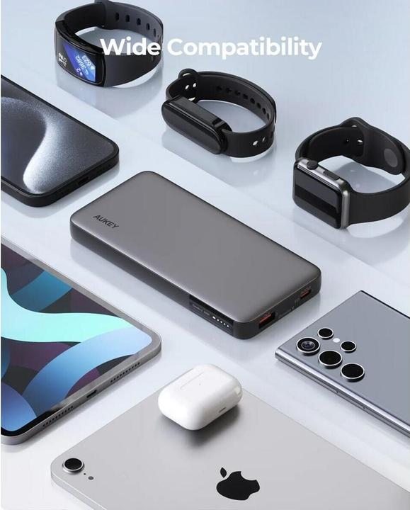 Actual product image Aukey Powerbank PB-Y41, 10000mAh, 30W (grey) (10000 mAh, 30 W, 37 Wh)
