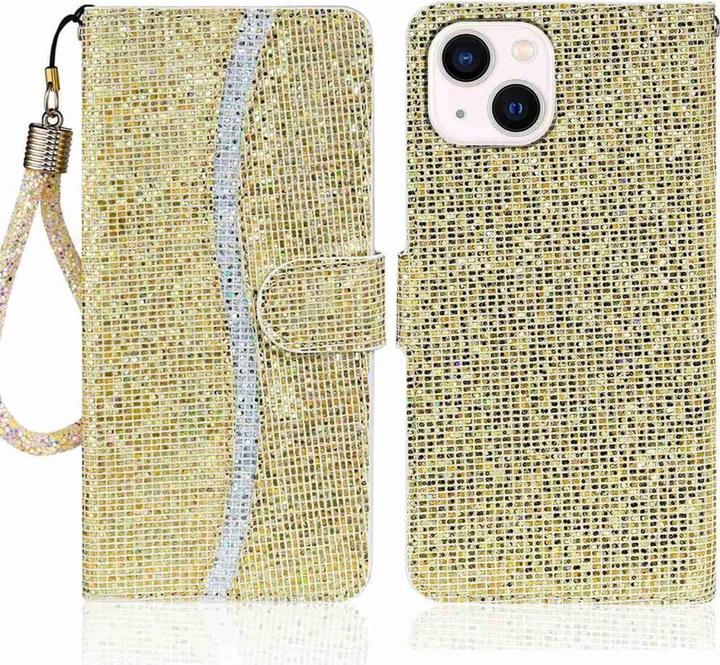 Actual product image Cover-Discount iPhone 14 Plus - Glitter Leather Case gold (Apple iPhone 14 Plus)