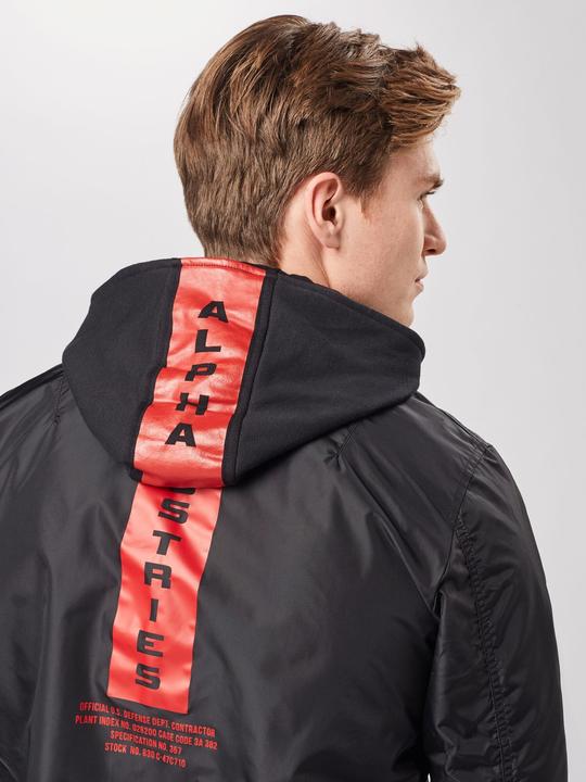 Image du produit Alpha Industries Veste de vol avec capuche amovible, poches chauffantes et patch avant (S)