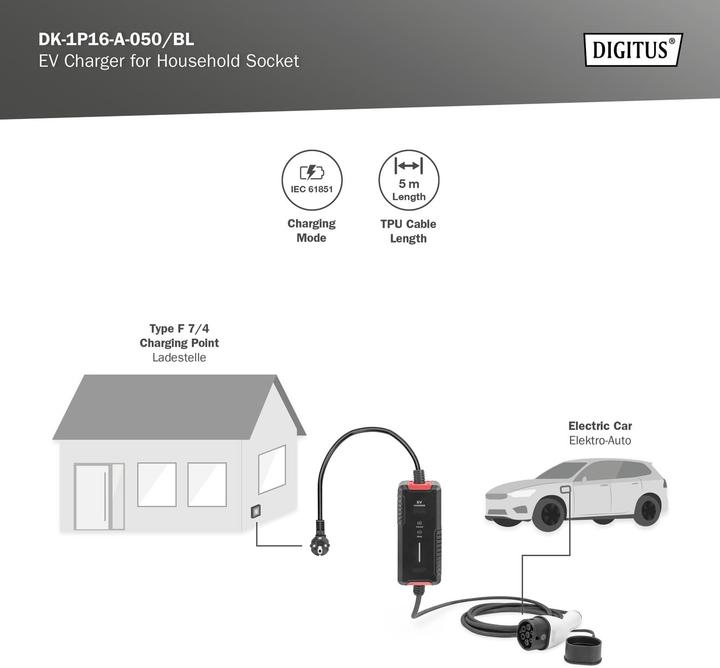 Actual product image Digitus EV charger (Type 2, 3.70 kW, 16 A)