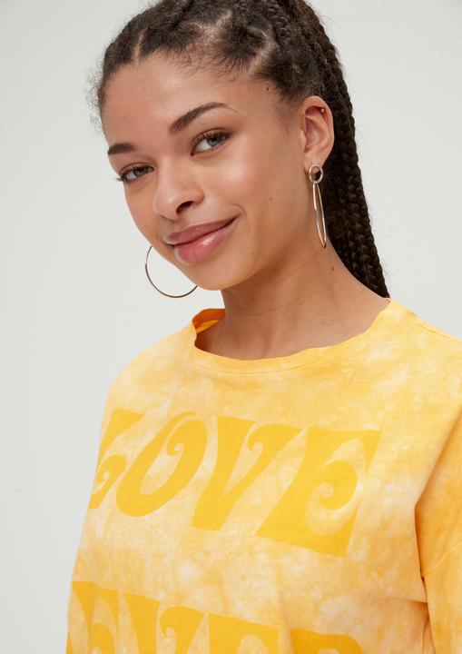 Produktbild s.Oliver T-Shirt Batikshirt mit Statement-Print (M)
