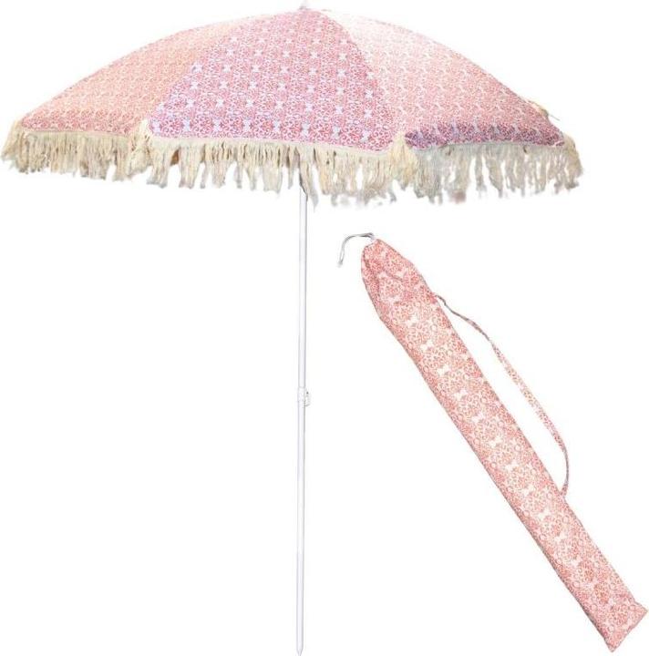 ProGarden Parasol Plażowo Ogrodowy Z Frędzlami 174cm Czerwony