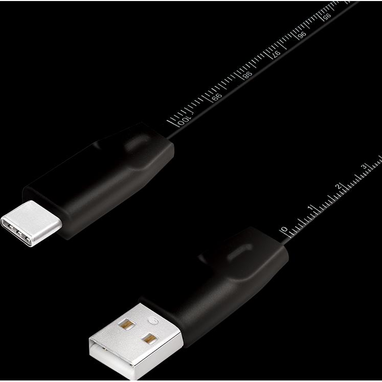Thumbnail - LogiLink USB Kabel mit Lineal (1 m, USB 2.0), USB Kabel