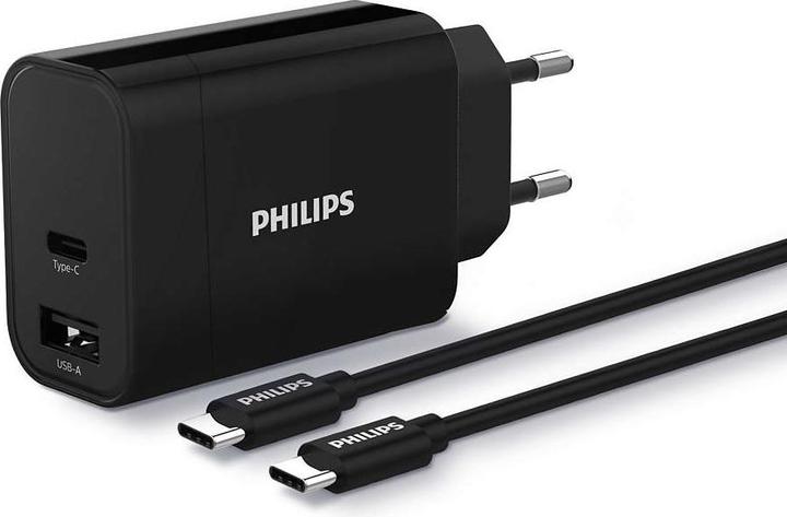 Actual product image Philips USB-A USB C 30W charger (PD, QC) with 1 metro cable (30 W)