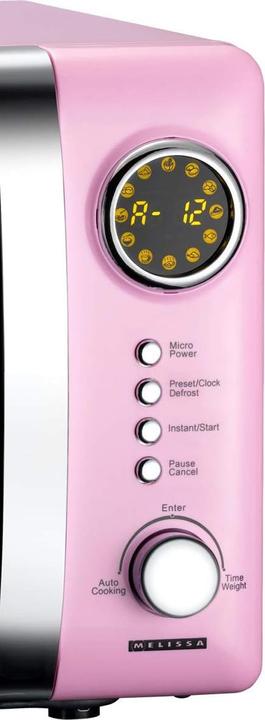 Produktbild Melissa Retro Mikrowelle mit 20Liter Volumen, 700Watt - 5 Programme, Drehteller Pink... (20 l)