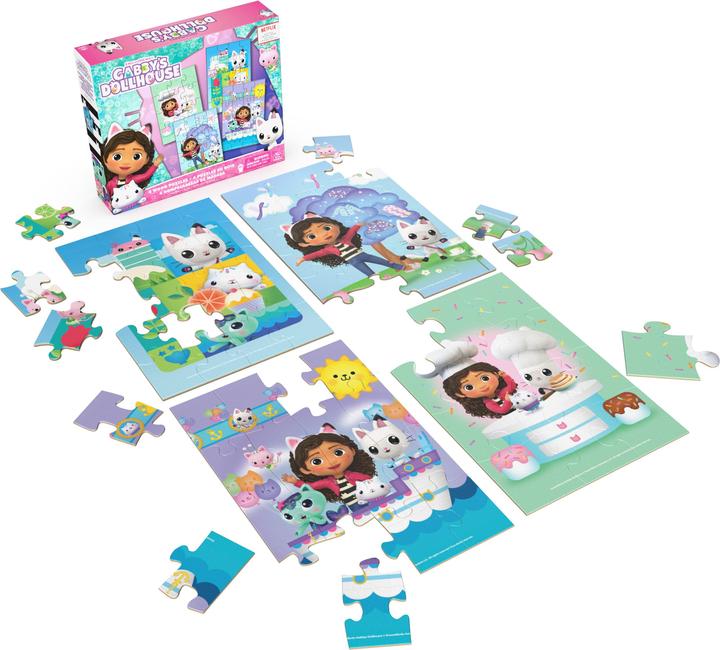Productafbeelding Spin Master Gabby's Poppenhuis, Coffret de 4 puzzels en bois de 12, 16, 20 et 24 pièces, puzzels voor kinderen (12 onderdelen)