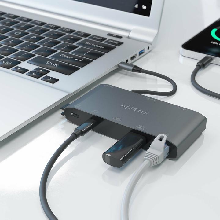 Produktbild Aisens USB-C DOCK 8 EN 1 HDMI VGA RJ45 2XUSB-A 2XUSB-C 5G USB-C PD (USB-C, 8 Ports)
