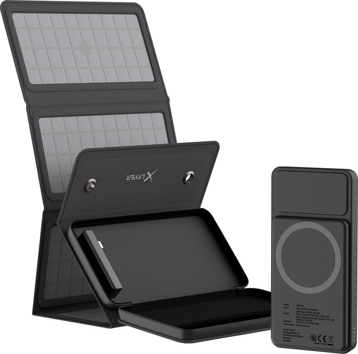Actual product image Xlayer Wireless powerbank 10,000mAh 15W black with solar panel (10000 mAh, 15 W, 37 Wh)