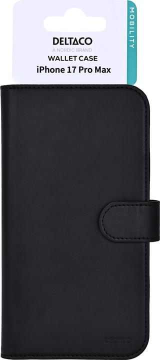 Produktbild Deltaco Wallet case for iPhone 17 Pro Max, stand function, black (Apple iPhone 17 Pro Max)