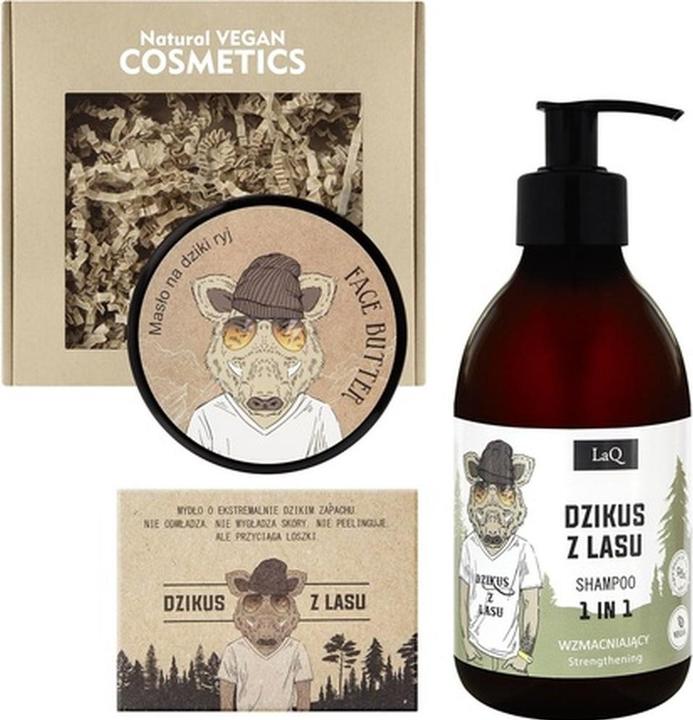 LaQ Wild Boar Men's Gift Set Shampoo 300ml, Butter 50ml, Soap Bar 85g (300 ml, Flüssiges Shampoo)