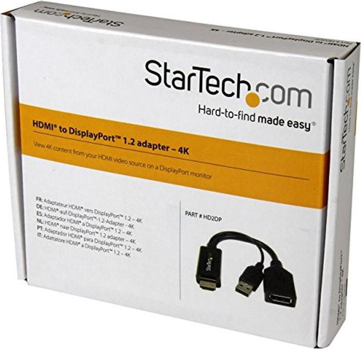 Image du produit StarTech ADAPTATEUR HDMI VERS DP 1.2 - 4K (HDMI, USB, 25.50 cm)