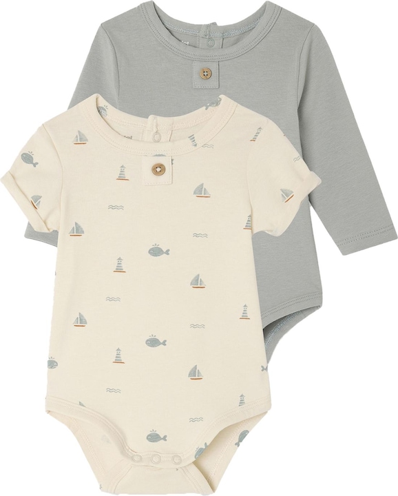 Actual product image Vertbaudet Bio-Kollektion: 2er-Pack Baby Bodys für Neugeborene mit Öffnung hinten (74)
