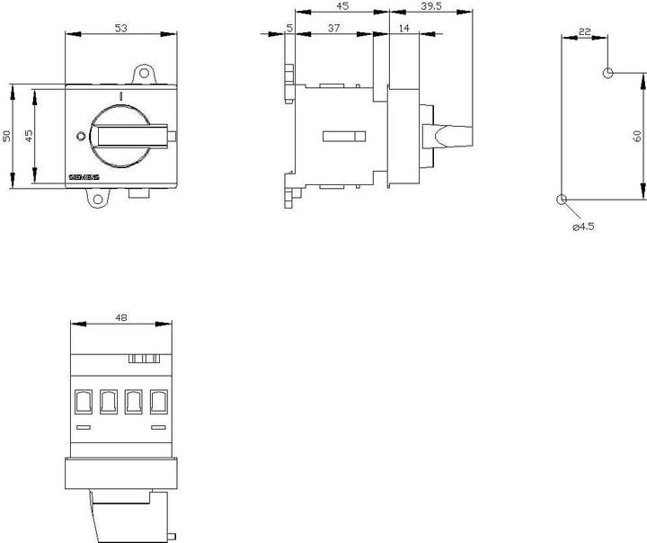 Produktbild Siemens Hauptschalter 16A 4p IP44 Einb Wart/Rep 3LD2030-1TL11