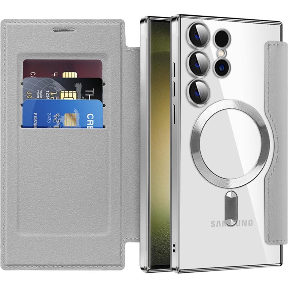 Techsuit - SmartMag Book Case - Samsung Galaxy S23 Ultra - Gray (Samsung Galaxy S23 Ultra), Cover smartphone, Grigio