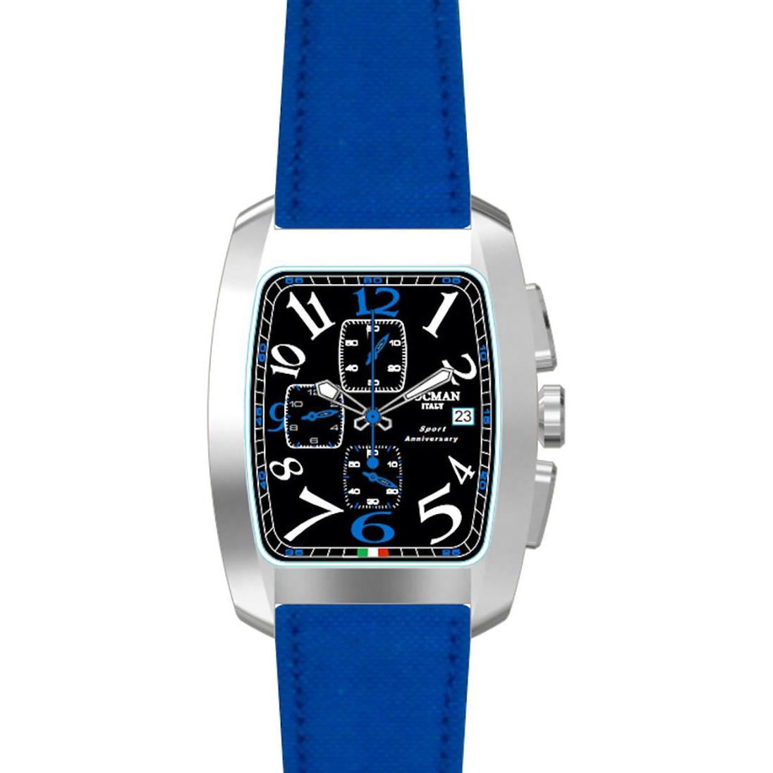 Locman, Armbanduhr, Italy Herrenuhr Sport Anniversary Chrono blau/schwarz Ref. 0470, Blau, (Chronograph, 37 mm)