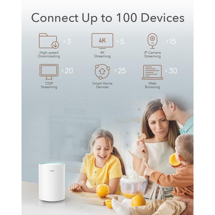 Produktbild Cudy M1300 2-PACK mesh wi-fi system Dual-band ( / ) Wi-Fi 5 (802.11ac) White 1 Internal