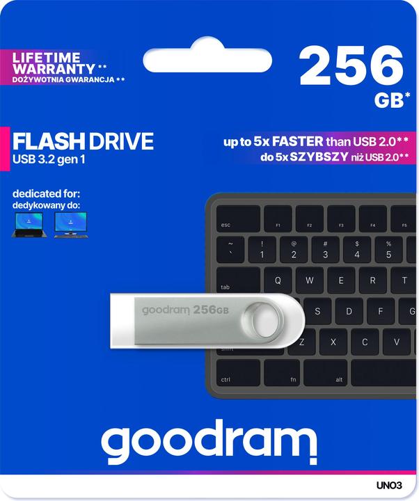 Produktbild Goodram Pendrive UNO3 256GB USB 3.2 Gen1 srebrny (256 GB, USB-A)